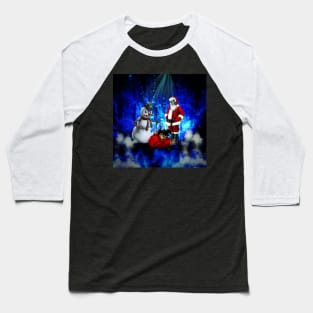 Dark christmas time with creepy Santa Claus and snowman Baseball T-Shirt